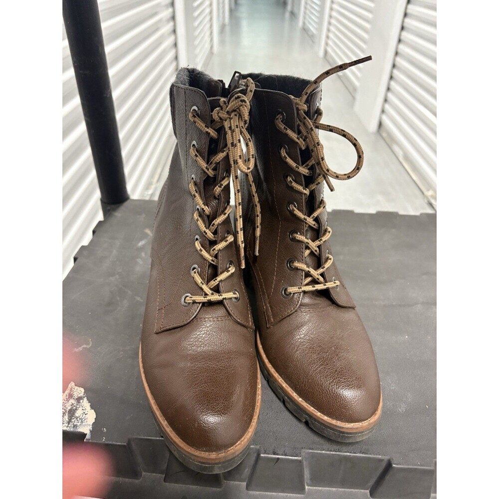 Naturalizer Madalynn Brown Synthetic Lace-Up Women's Boots Size 8